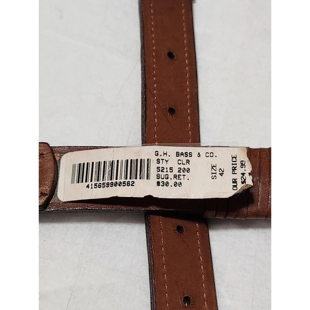 New Vintage Men's Brown Braided 42 Leather Belt Boho Western GH BASS NWT